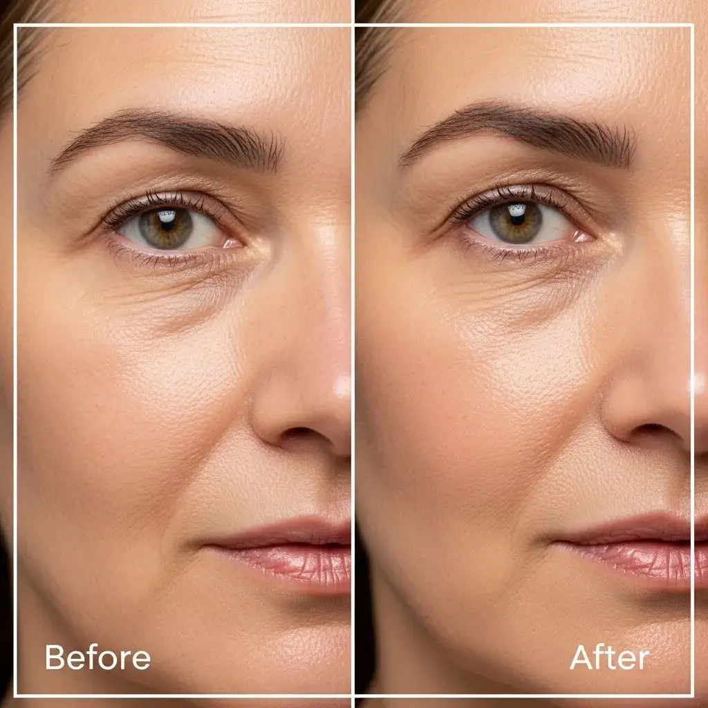 Results of clean anti-aging skincare on mature skin showing improved radiance