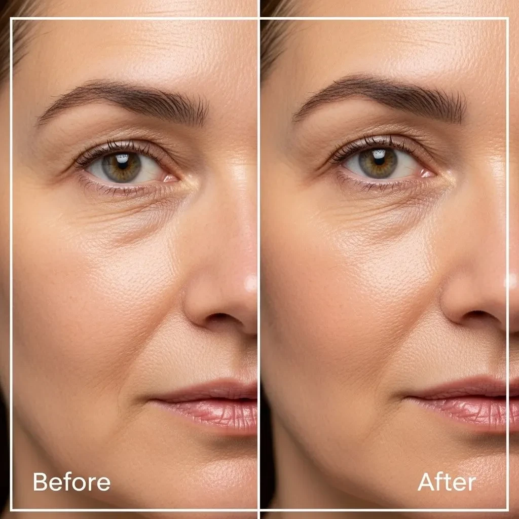 Results of clean anti-aging skincare on mature skin showing improved radiance