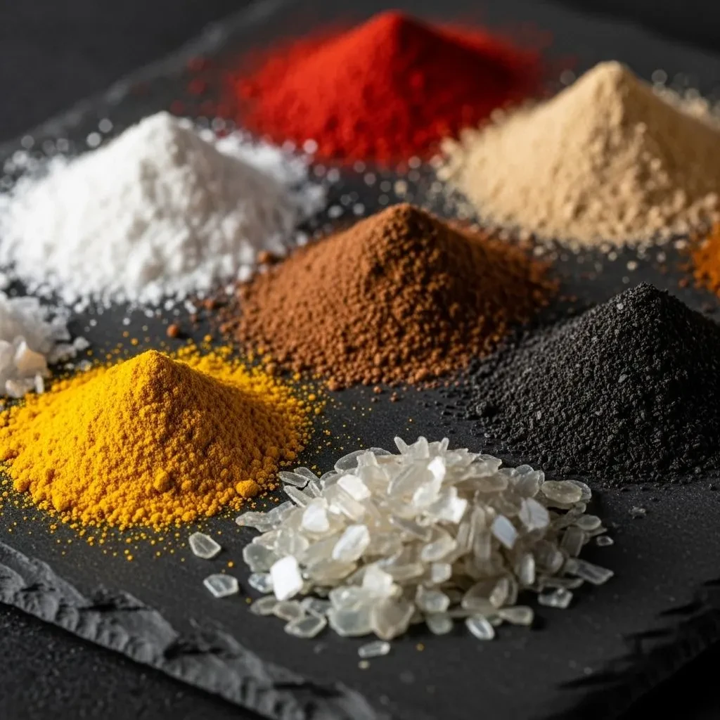 Natural mineral makeup ingredients including zinc oxide and iron oxides