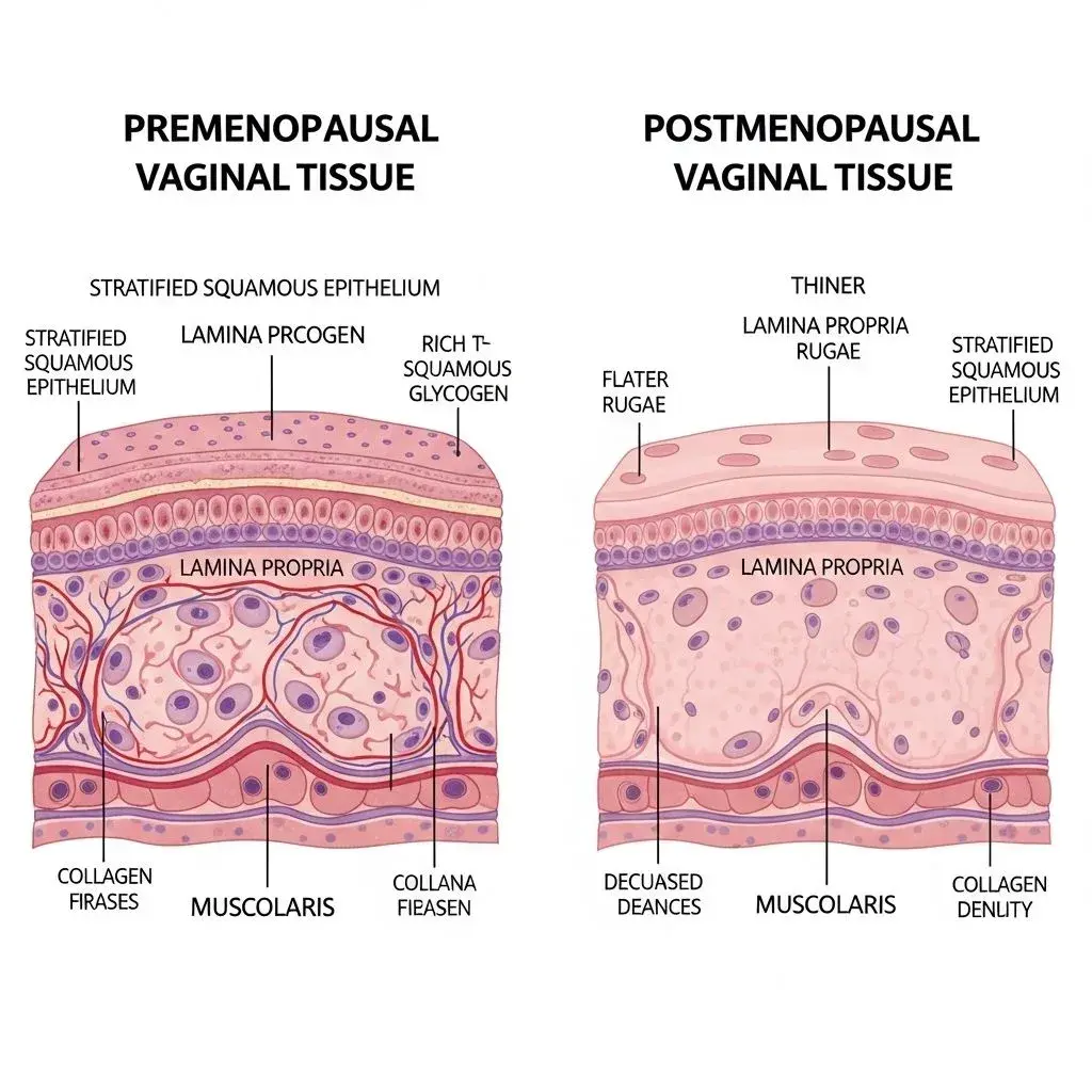 Anatomical comparison of vaginal tissue before and after menopause
