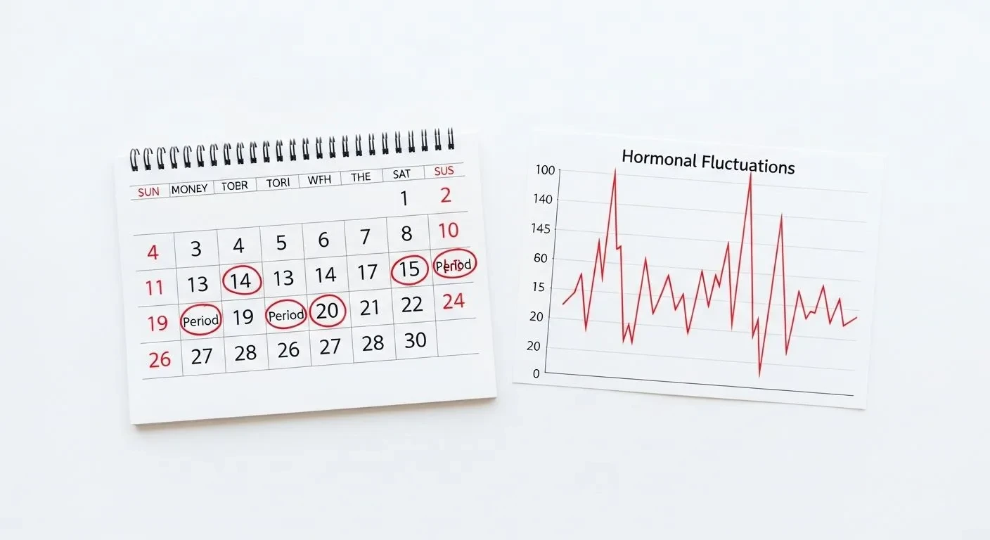 Illustration of irregular period cycles during perimenopause