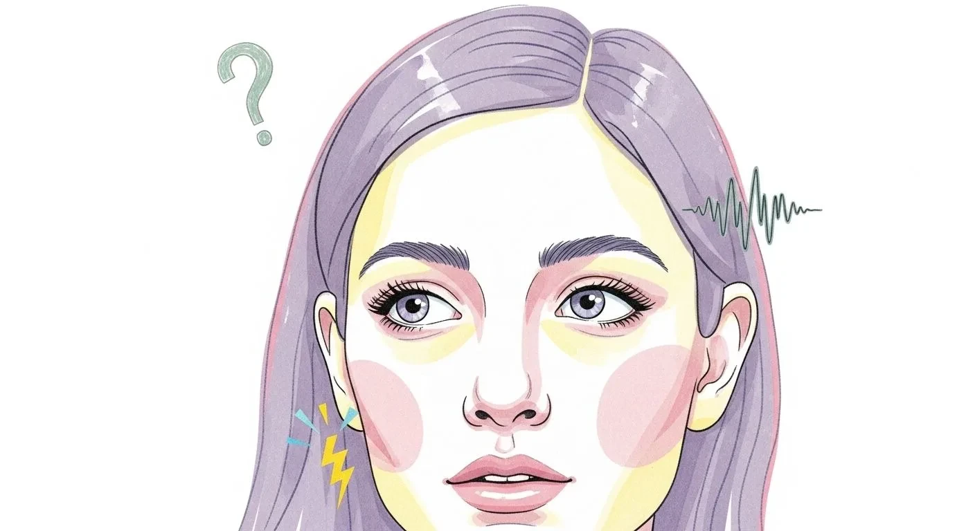 Illustration of unusual and lesser-known perimenopause symptoms including tinnitus and electric shock sensations