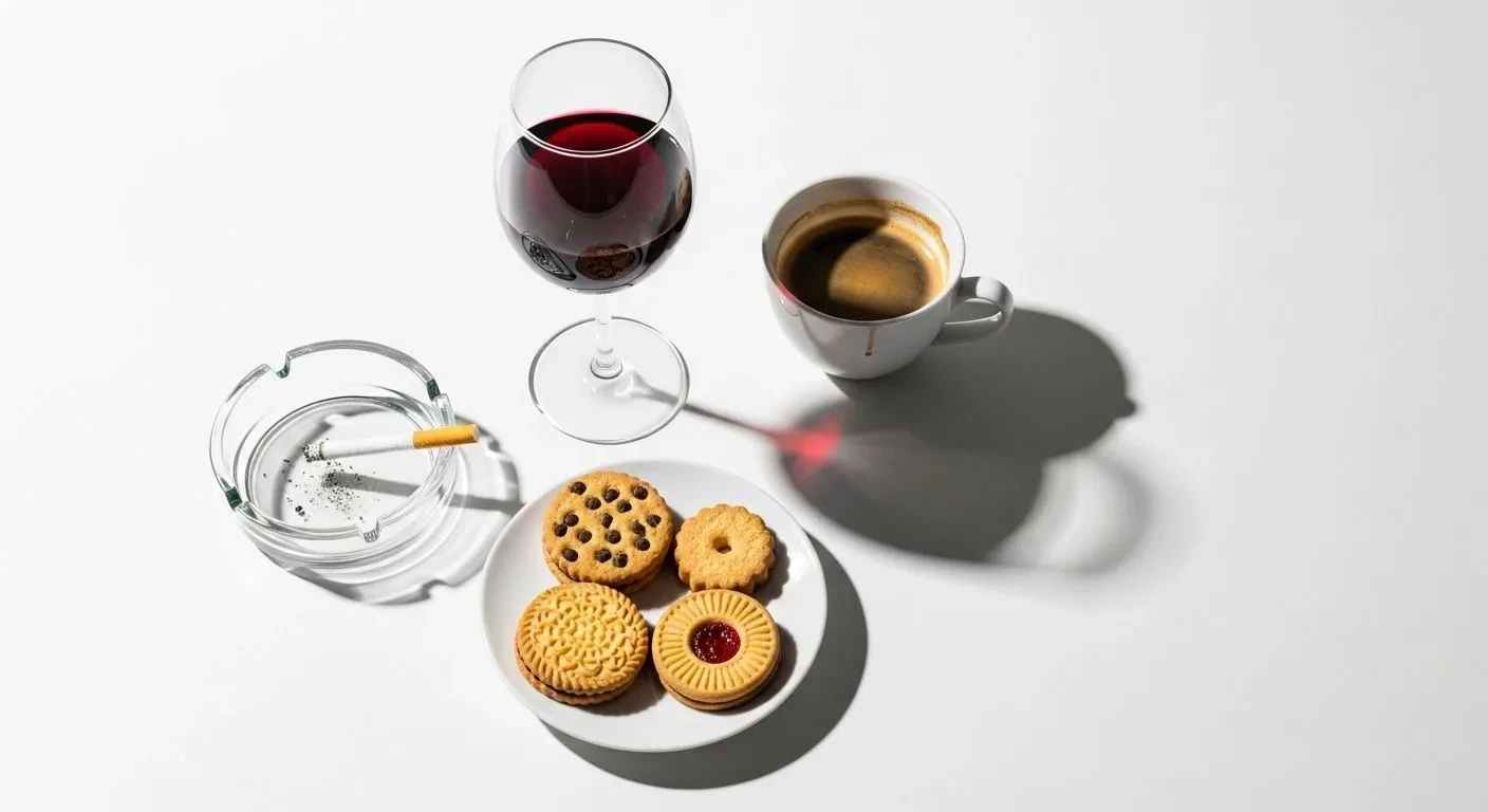 Common triggers to avoid during menopause including alcohol, caffeine, and sugar