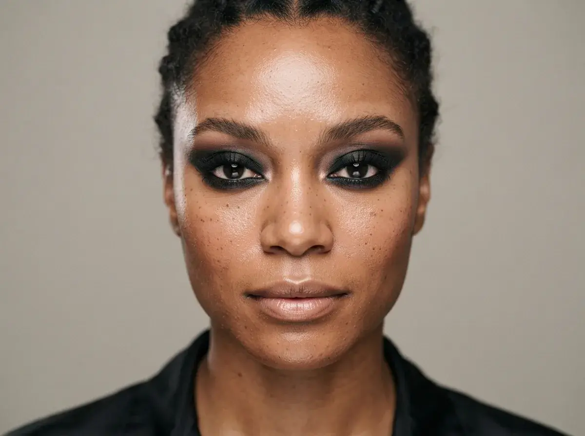 Finished dramatic black smokey eye on an open hooded eye